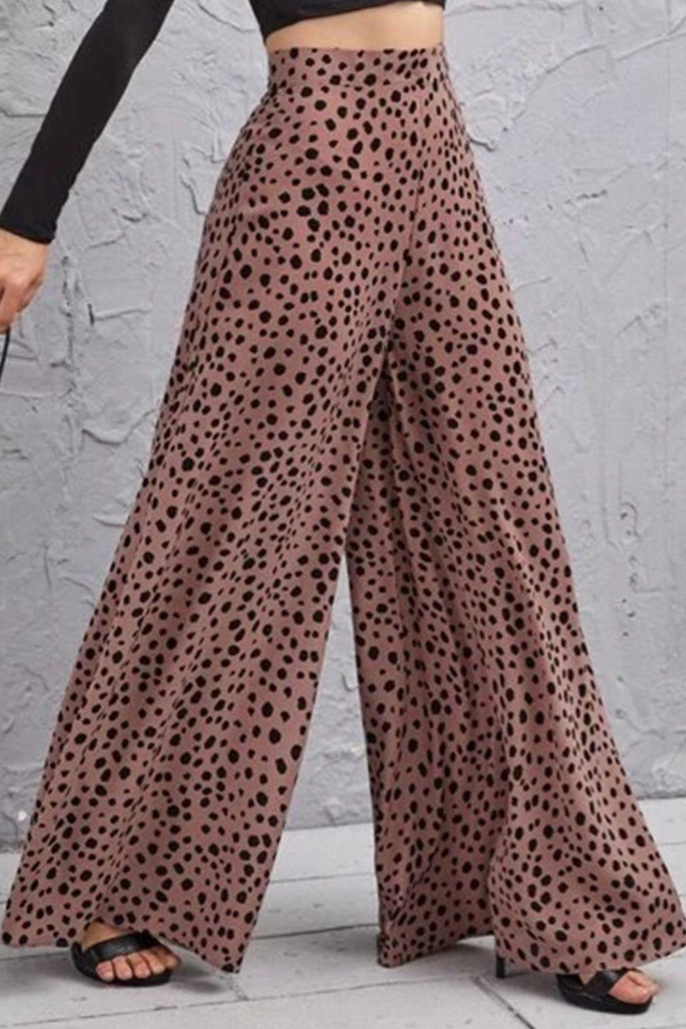 Animal Print Wide Leg High-Rise Culottes - Pant