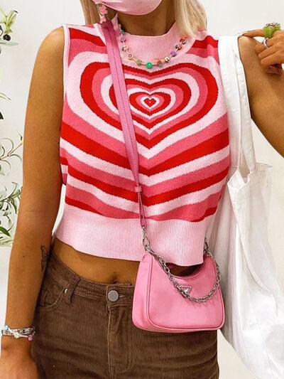 Heart Mock Neck Sweater Vest - Sweater