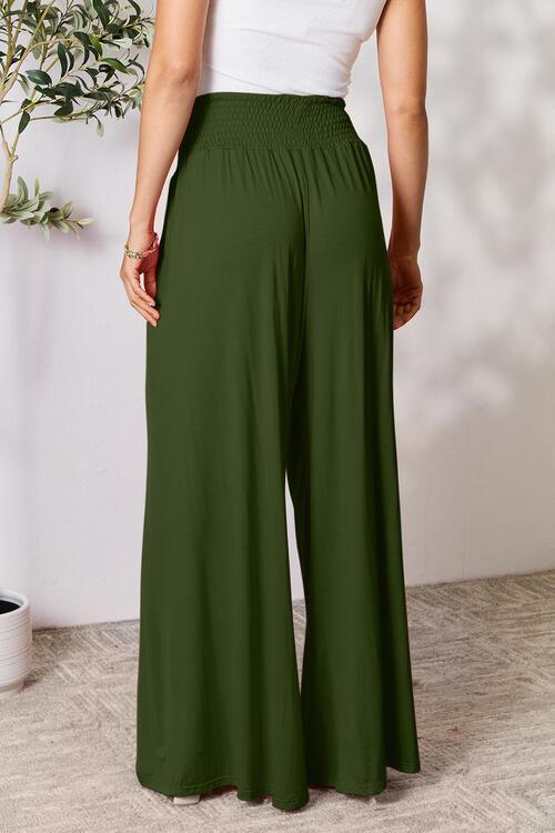 Double Take Smocked Waistband Wide Leg Pants - Pant