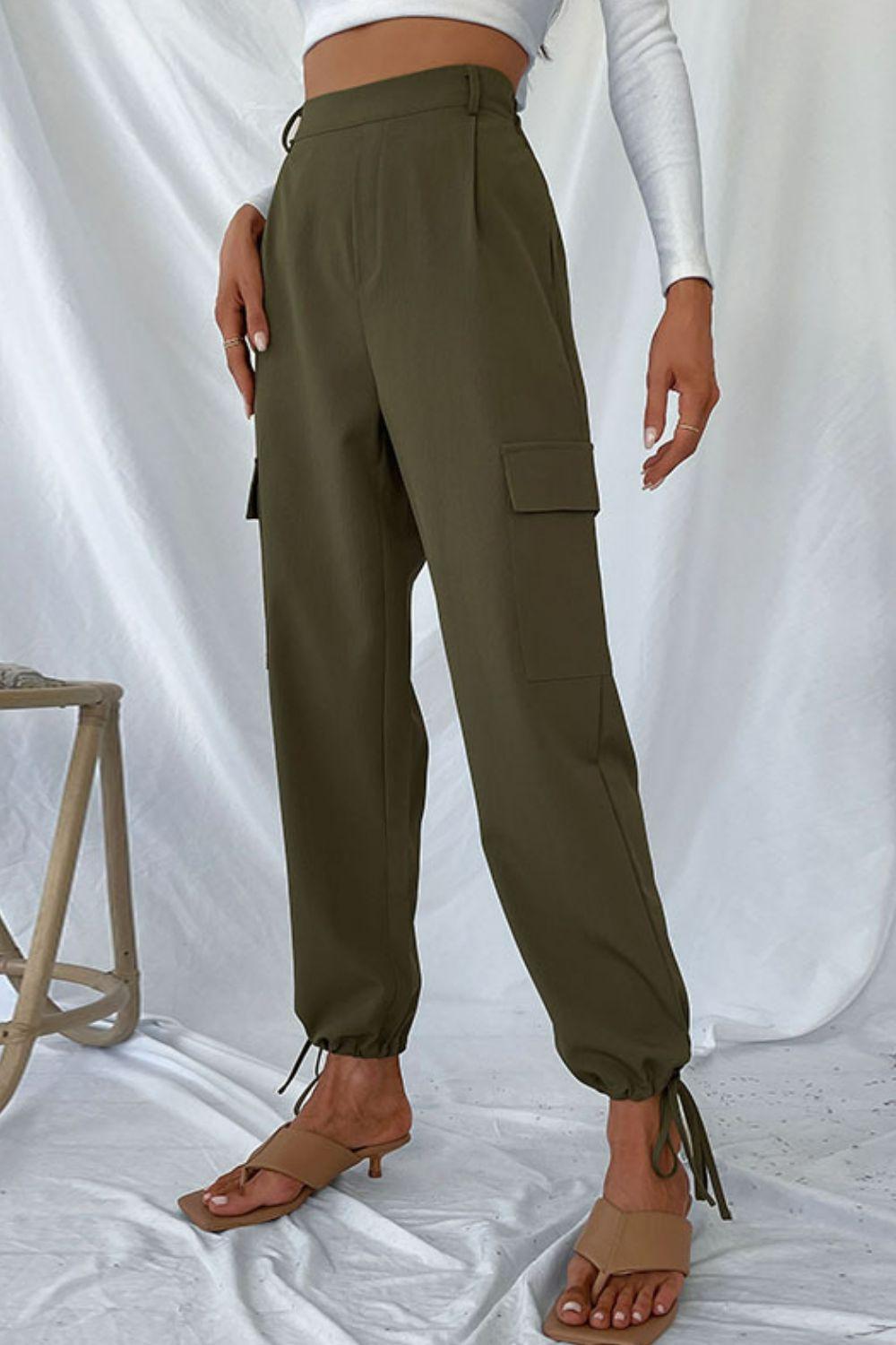 Drawstring Ankle High Waist Jogger Pants - Pant