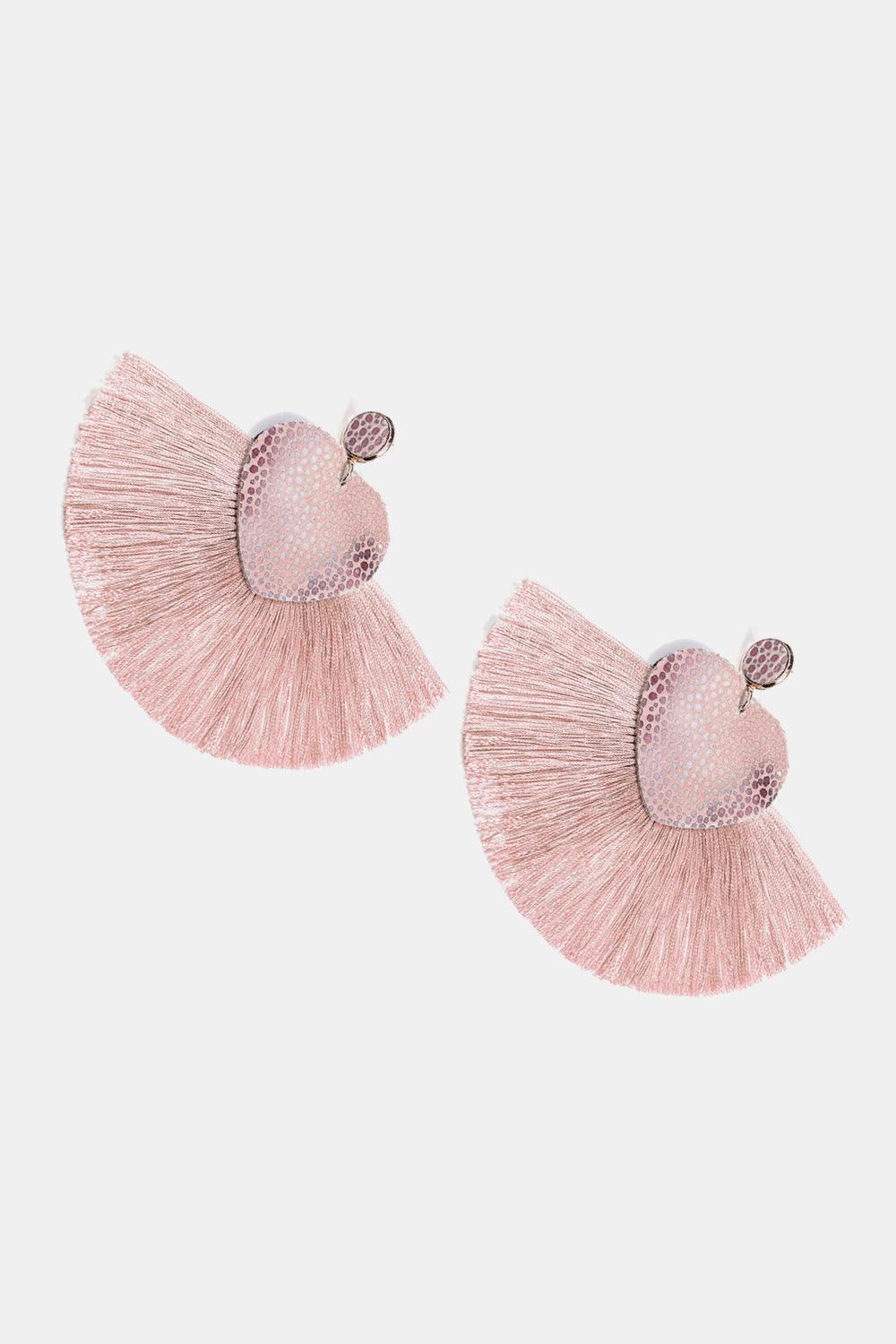 Heart Shape Fringed Dangle Earrings - Earring