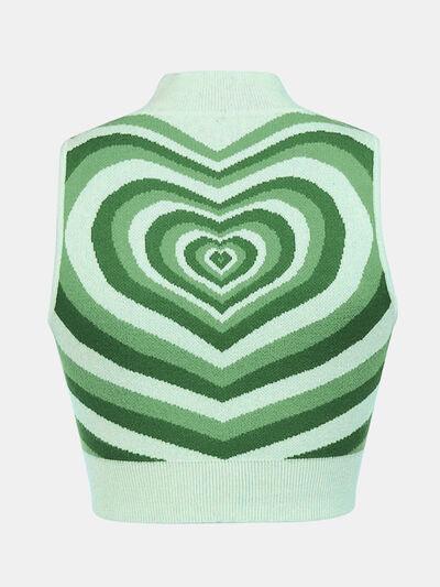 Heart Mock Neck Sweater Vest - Sweater