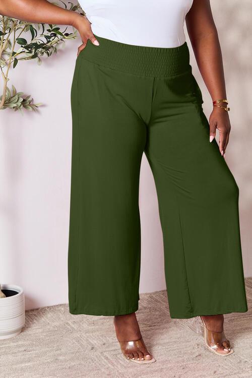 Double Take Smocked Waistband Wide Leg Pants - Pant