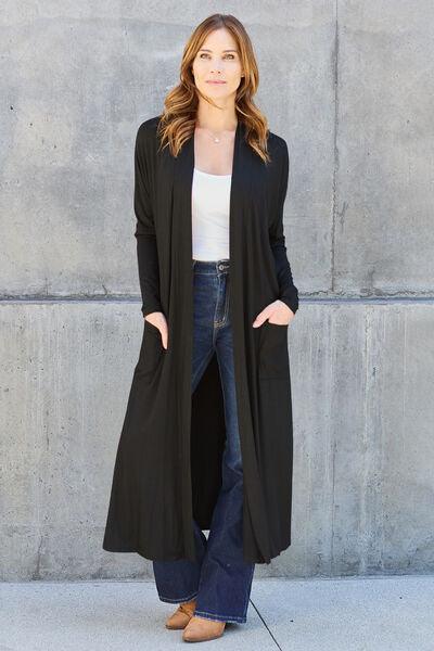 Basic Bae Full Size Open Front Long Sleeve Cover Up - Cardigan