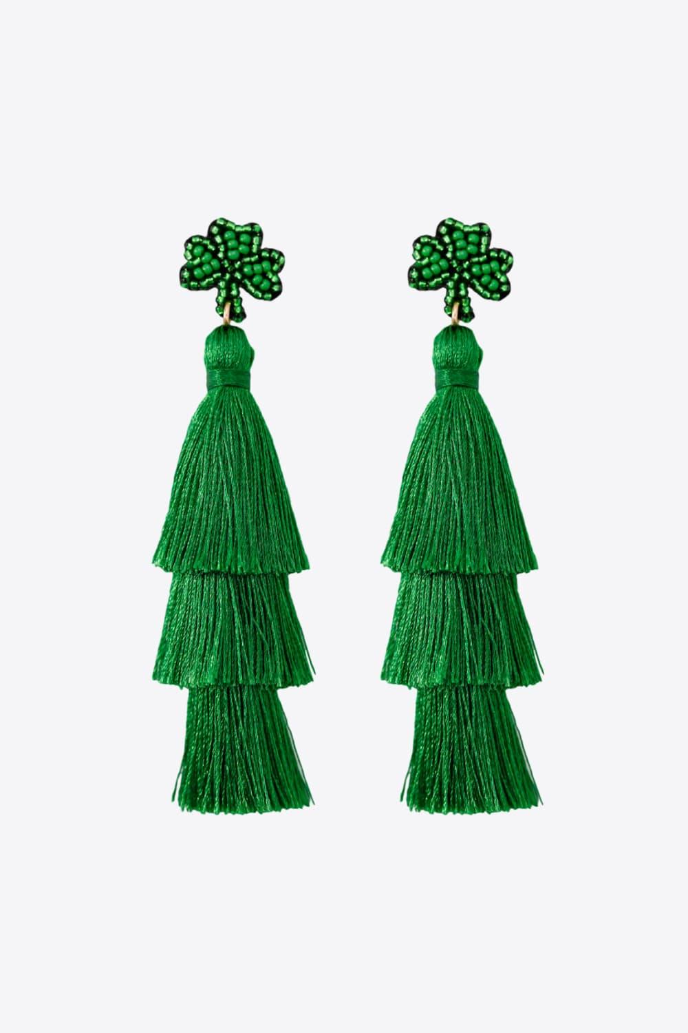 Shamrock Earrings with Tassel - Earring