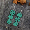 Lucky Clover Wooden Dangle Earrings - Earring