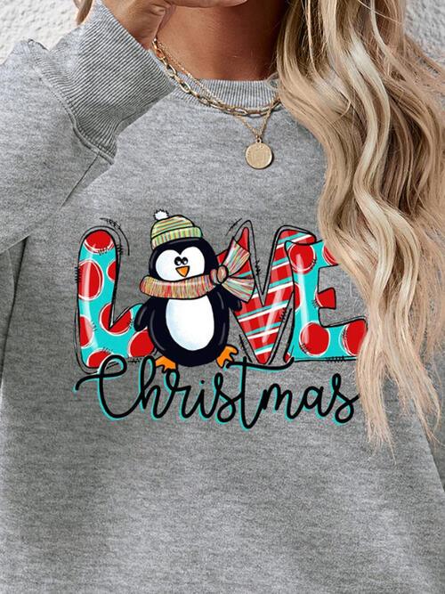 LOVE CHRISTMAS Drop Shoulder Sweatshirt - Sweatshirt