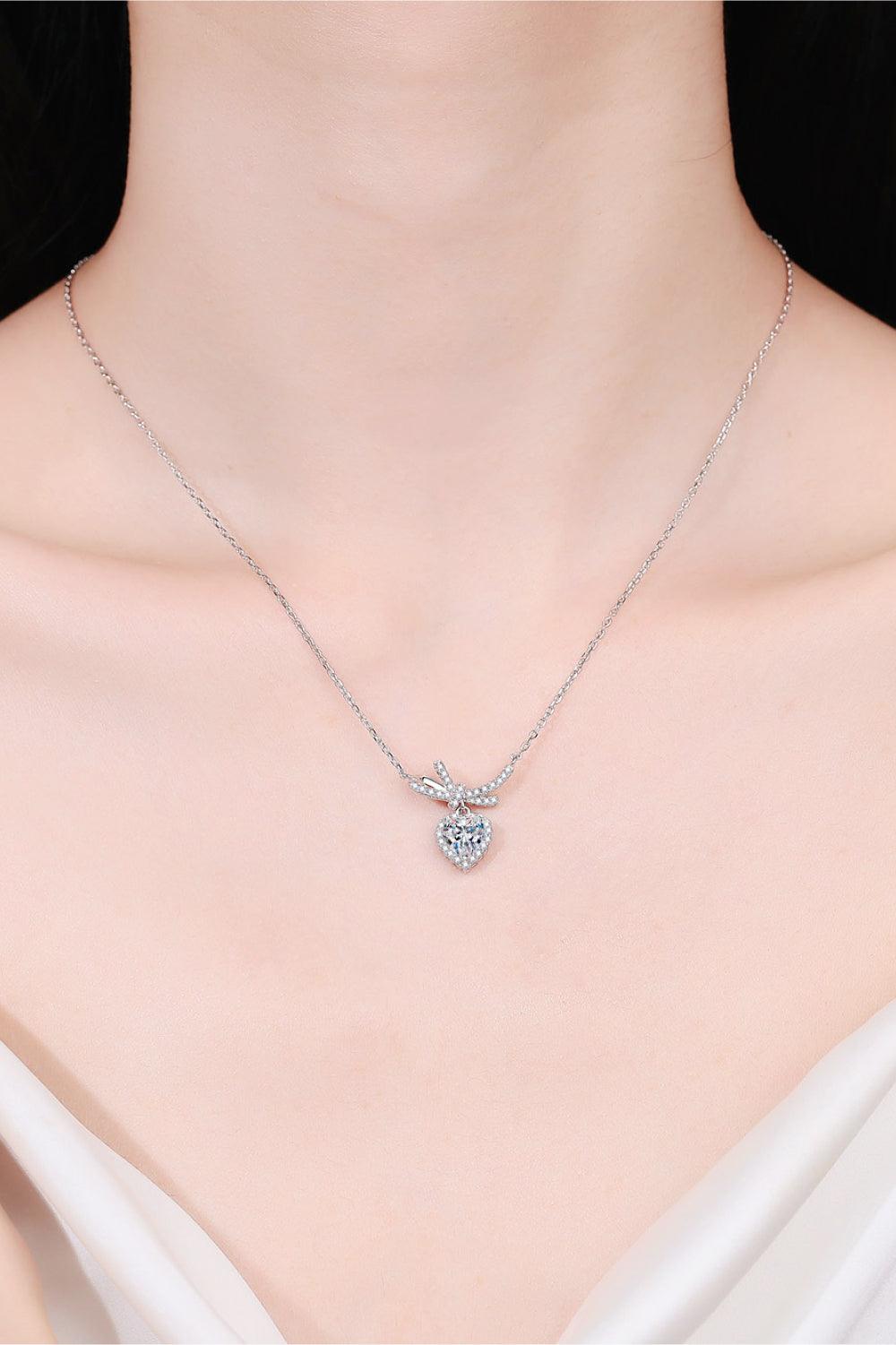 1 Carat Moissanite Heart Pendant Necklace - Necklace