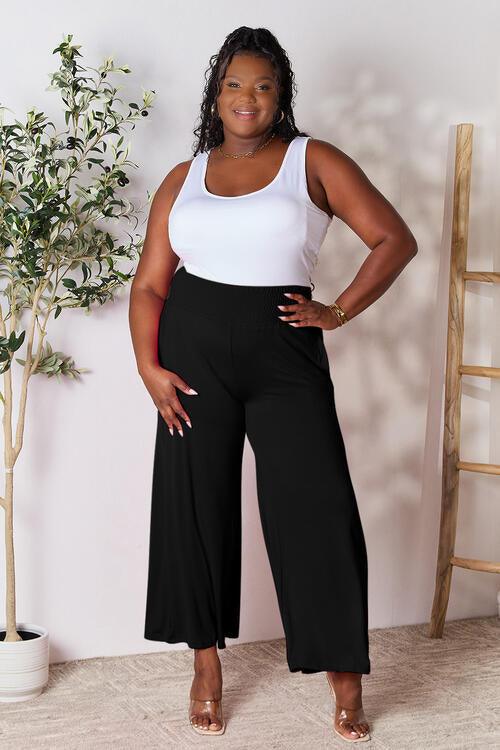 Double Take Smocked Waistband Wide Leg Pants - Pant