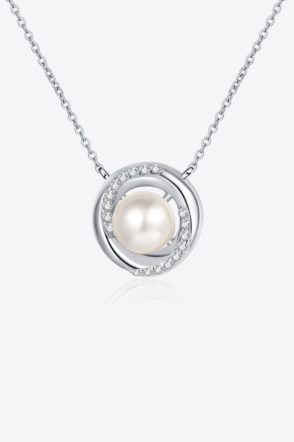 Moissanite Pearl Rhodium-Plated Necklace - Necklace