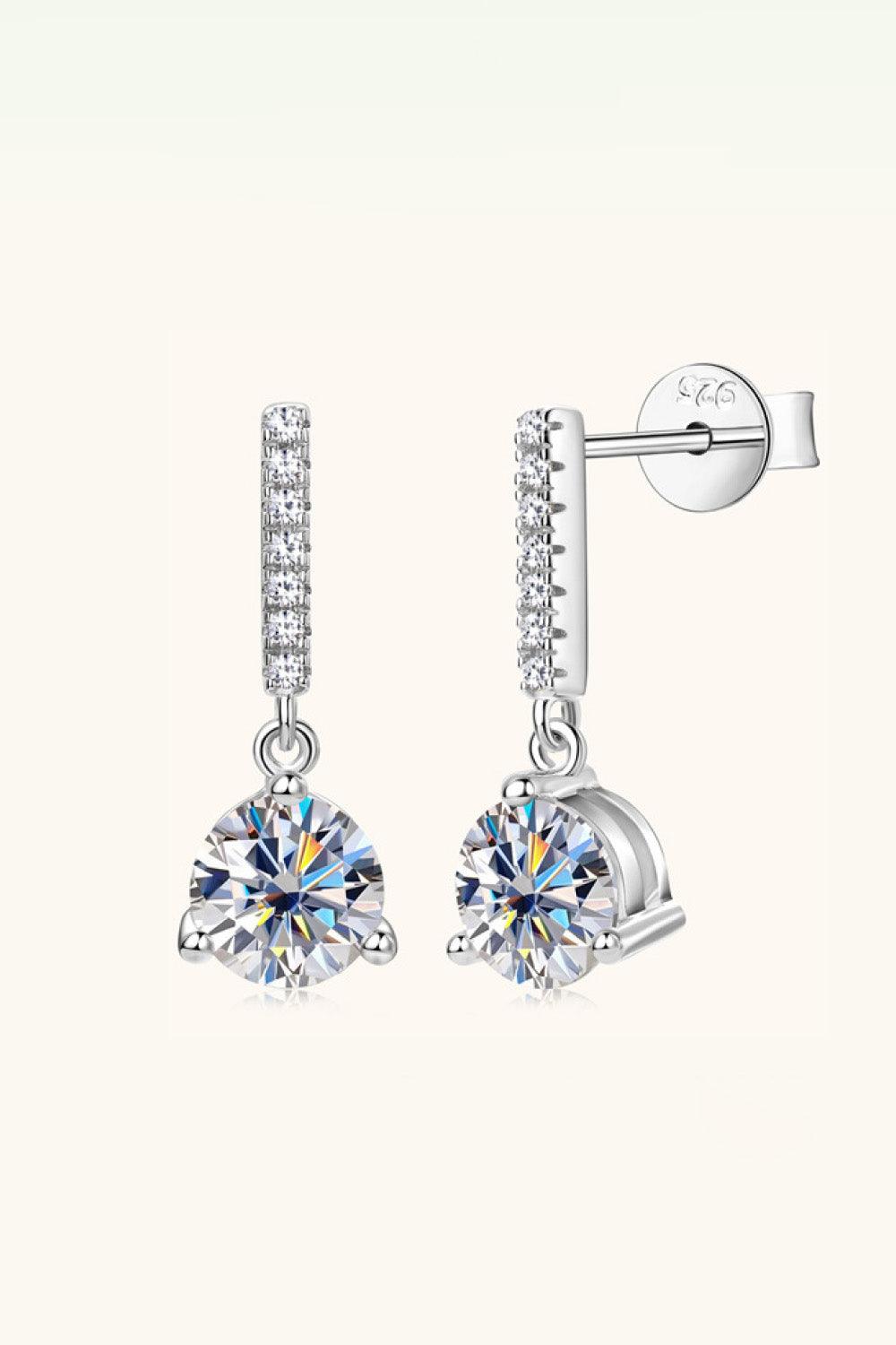 2 Carat Moissanite 925 Sterling Silver Drop Earrings - Earring