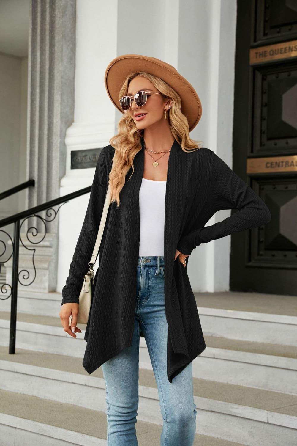 Open front Long Sleeve Cardigan - Cardigan