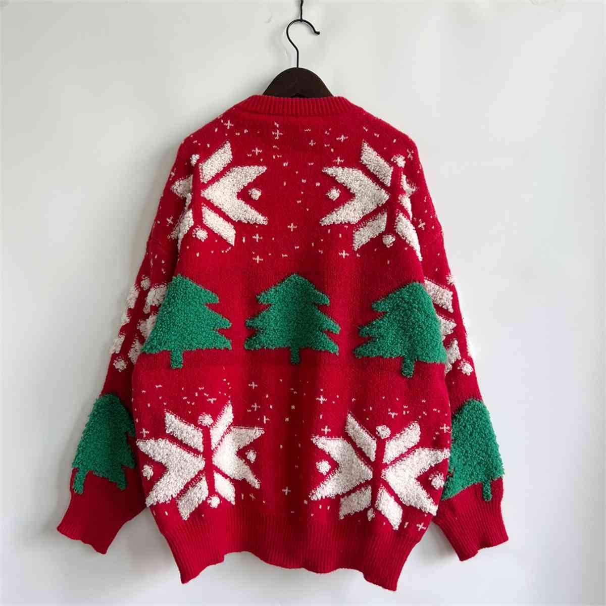 Christmas Tree Snowflake Sweater - Sweater