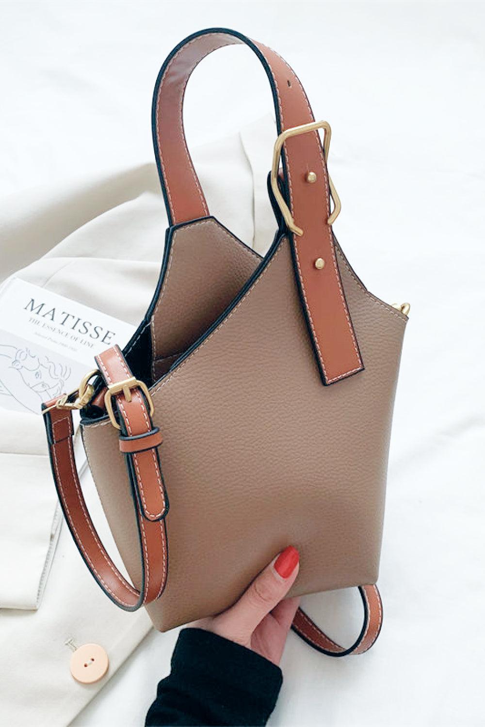 Small PU Leather Bucket Bag - Handbag