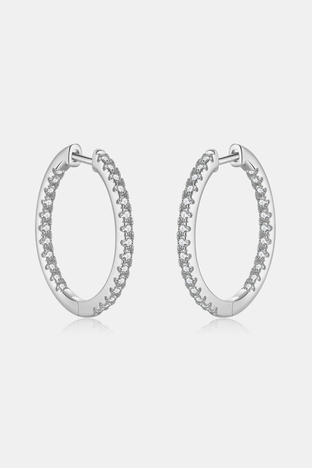 Inlaid Zircon 925 Sterling Silver Huggie Earrings - Earring