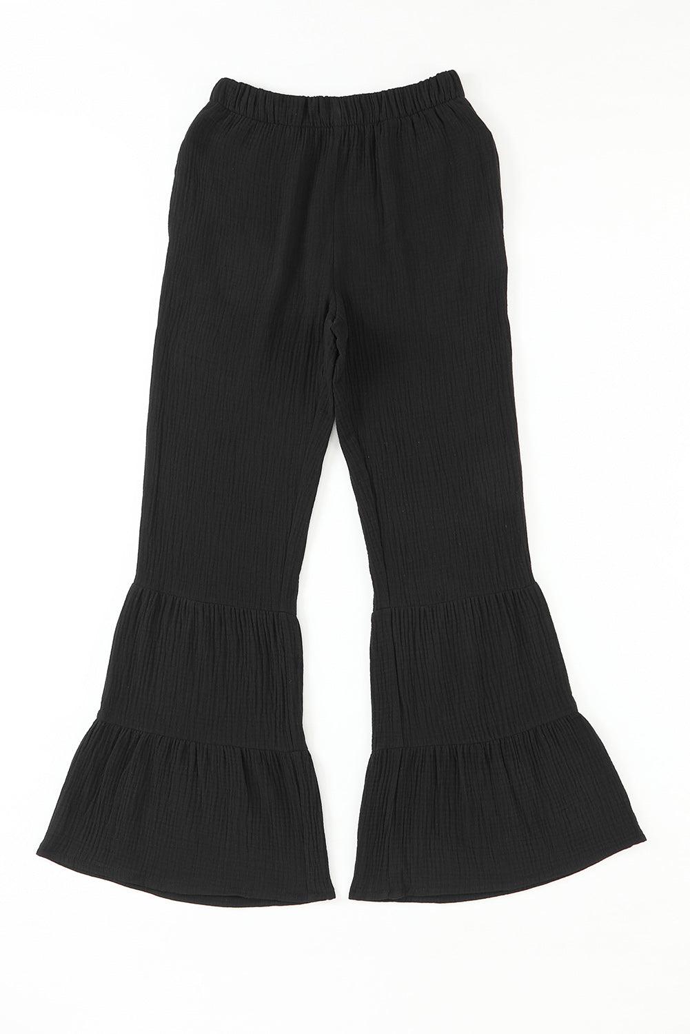 High Rise Long Flare Pants with Pocket - Pants