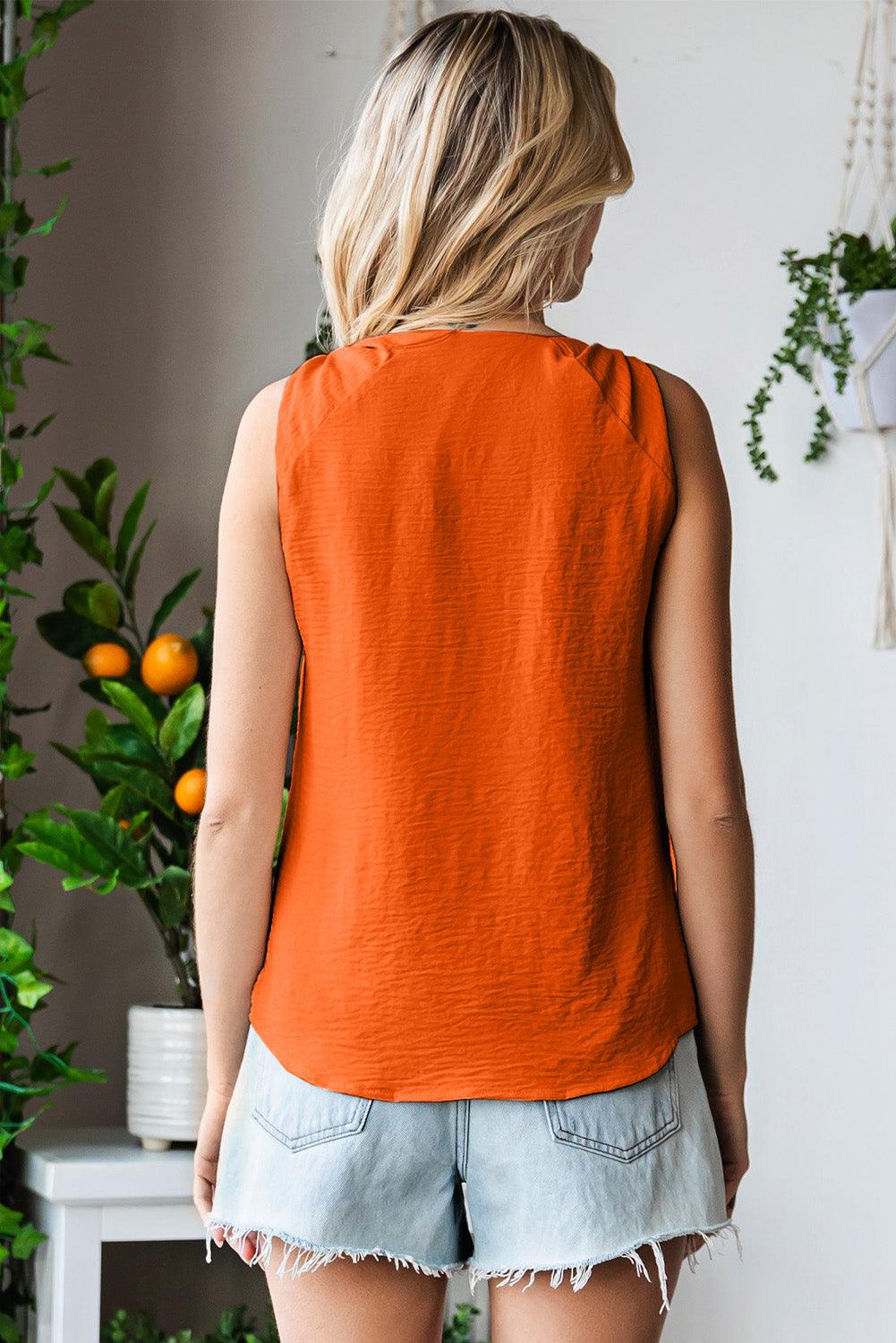 Knot Detail V-Neck Tank Top - Tank