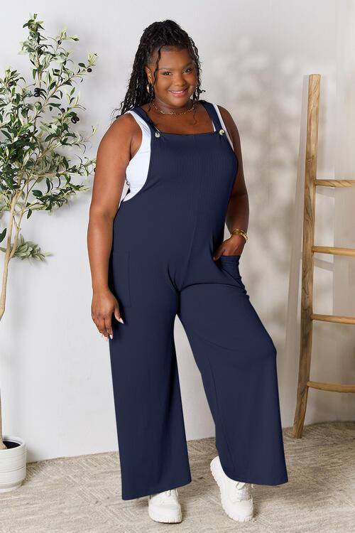 Double Take Wide Strap Overall with Pockets - Overall