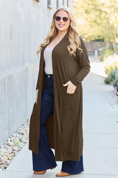 Basic Bae Full Size Open Front Long Sleeve Cover Up - Cardigan