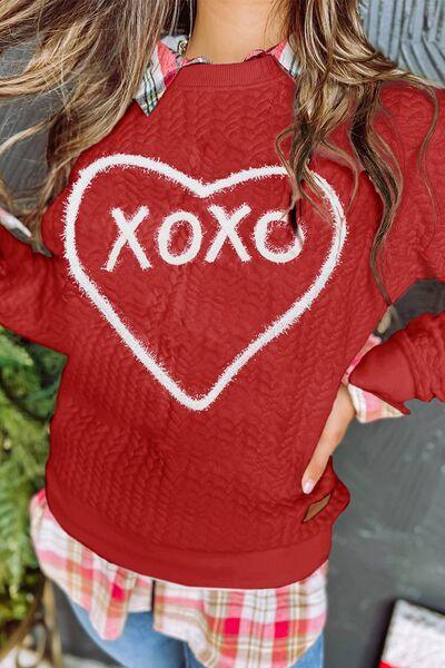 XOXO Heart Dropped Shoulder Sweatshirt - Sweatshirt