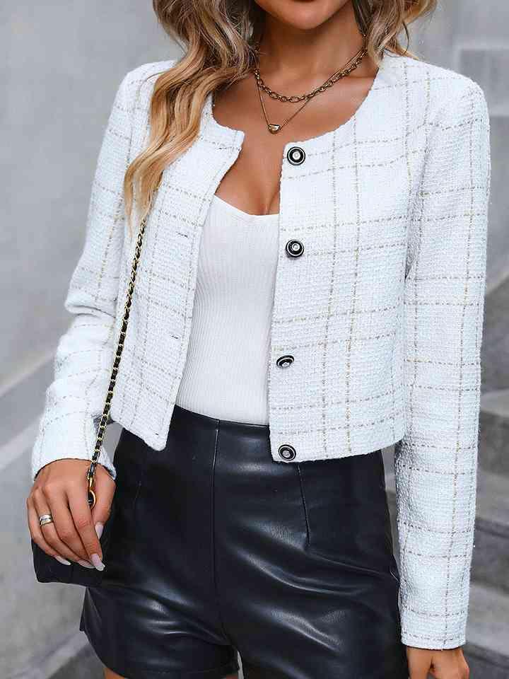 Plaid Button Down Blazer - Blazer