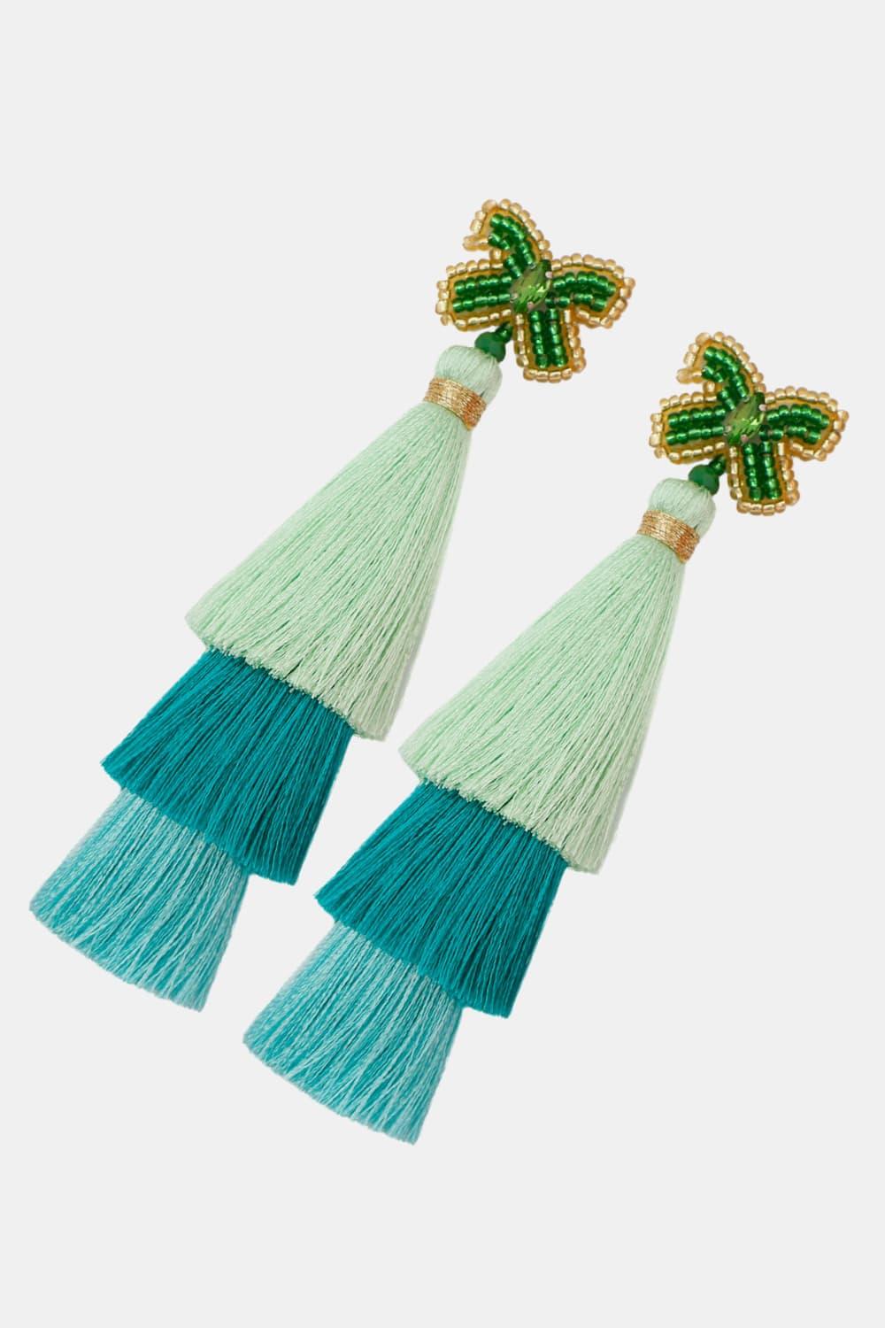 Triple-Layer Tassel Dangle Earrings - Earring