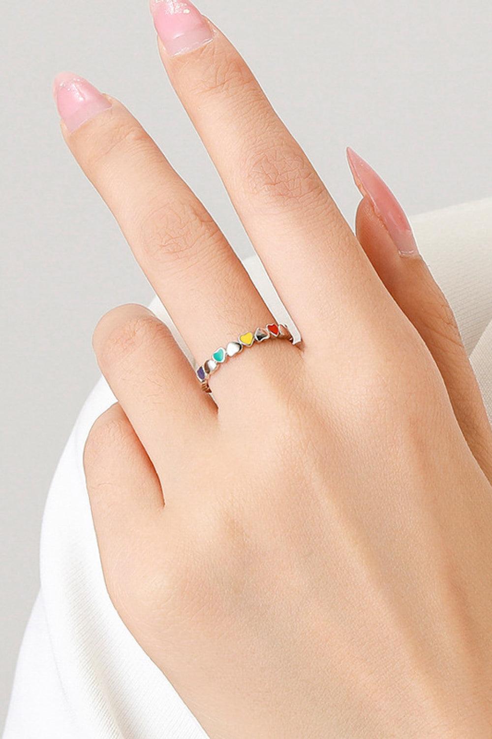 925 Sterling Silver Heart Shape Ring - Ring