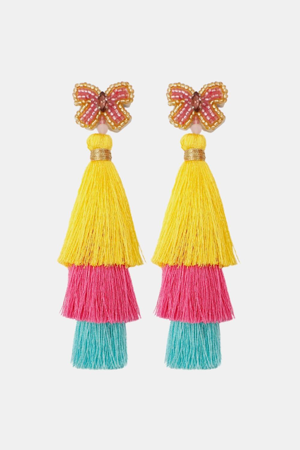 Triple-Layer Tassel Dangle Earrings - Earring