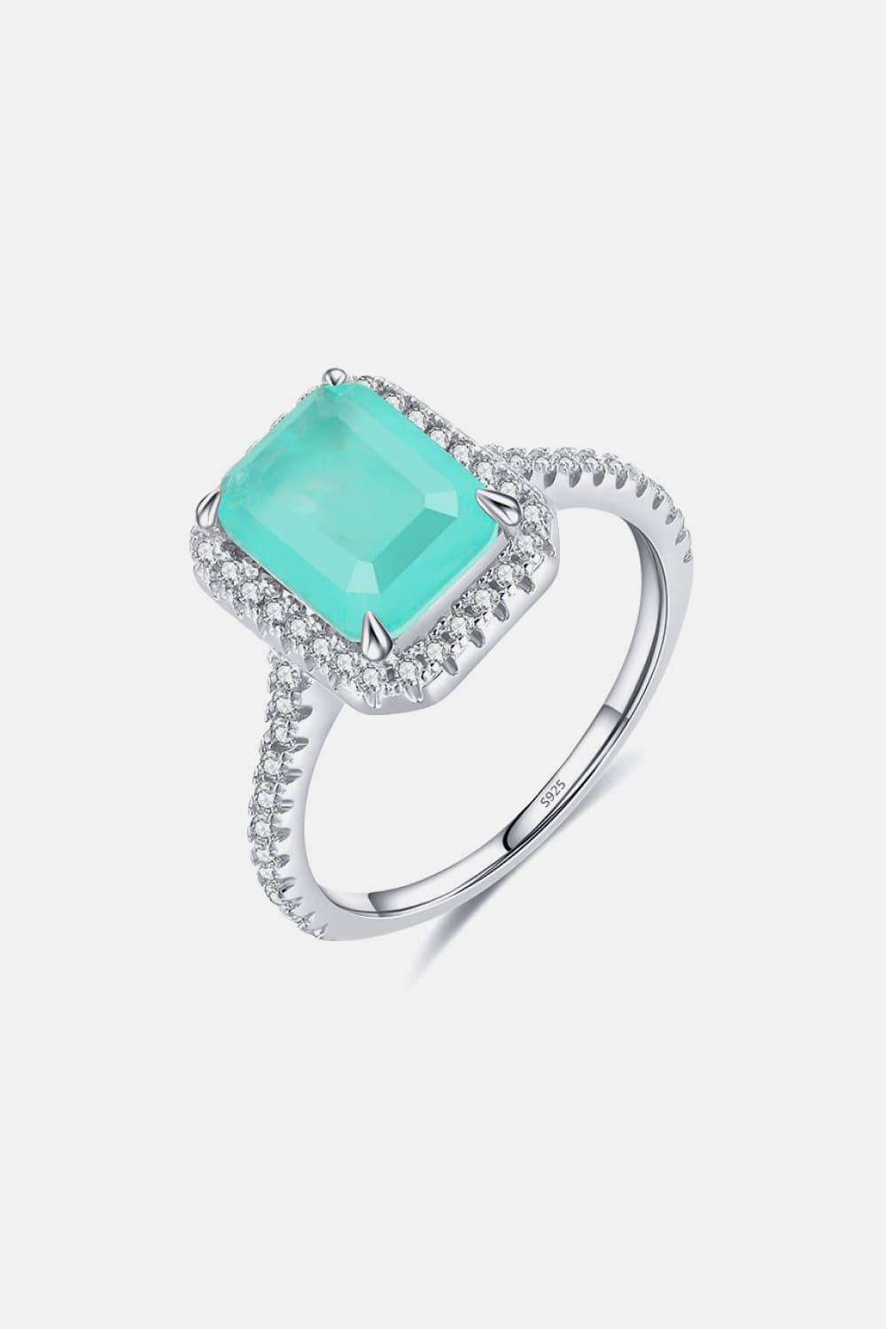 925 Sterling Silver Rectangle Shape Tourmaline Ring - Ring