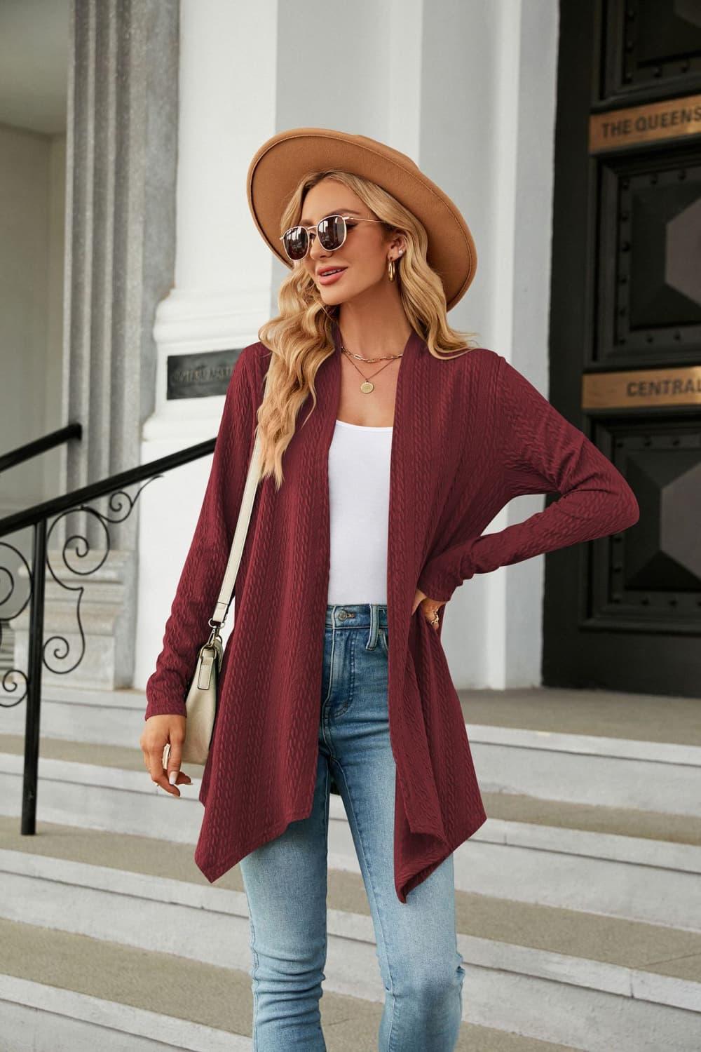 Open front Long Sleeve Cardigan - Cardigan