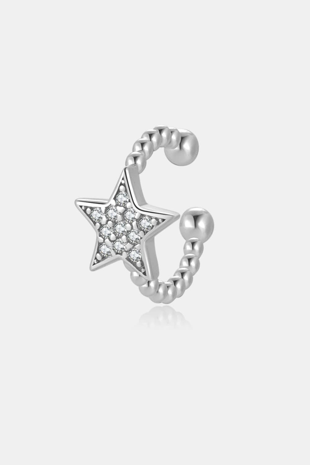 Inlaid Zircon Star Single Cuff Earring - Earring