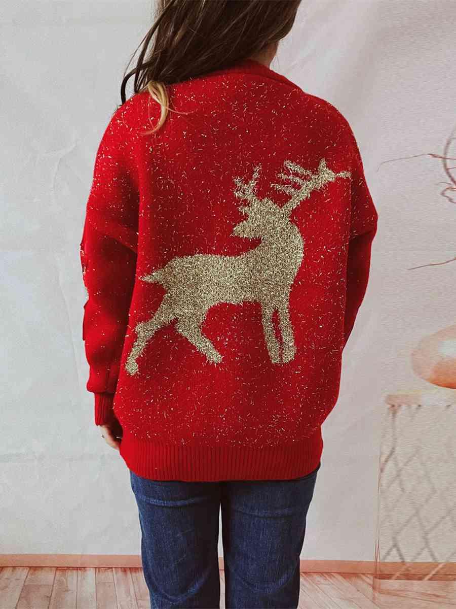 Christmas Reindeer Drop Shoulder Sweater - Sweater