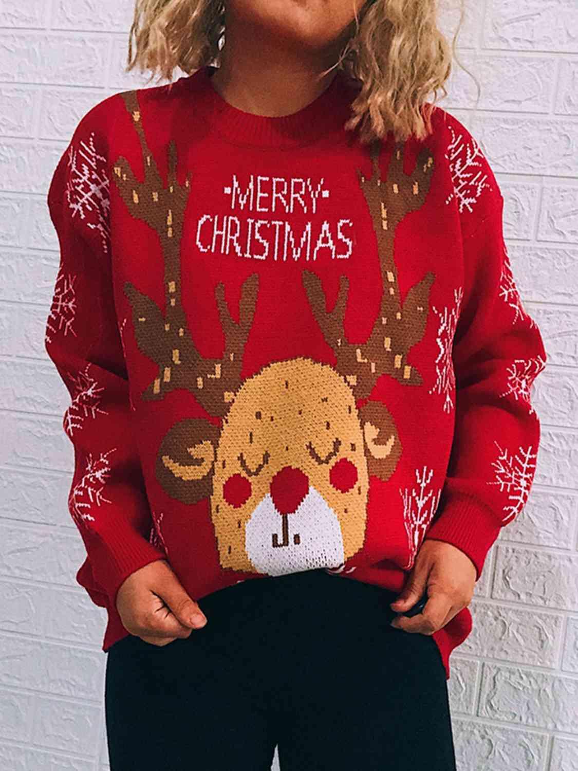 Christmas Reindeer Long Sleeve Sweater - Sweater