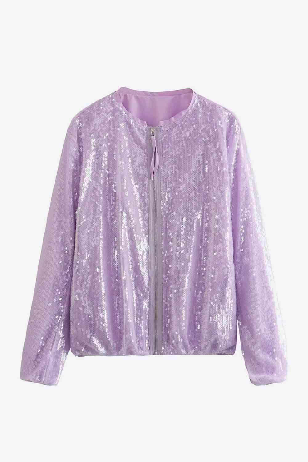 Sequin Zip-Up Jacket - Jacket