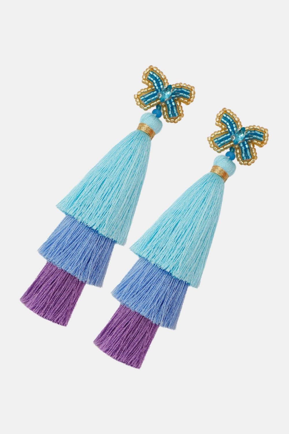 Triple-Layer Tassel Dangle Earrings - Earring