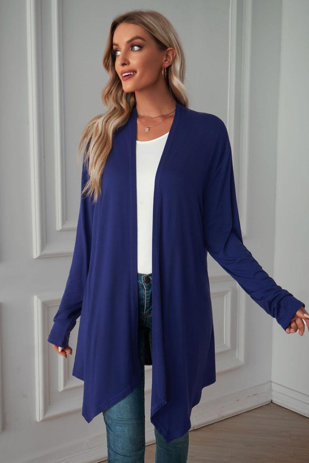 Open Front Long Sleeve Cardigan - Cardigan