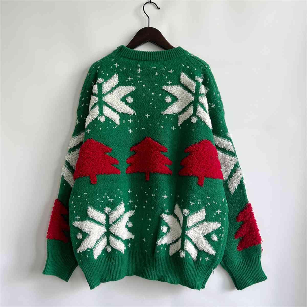 Christmas Tree Snowflake Sweater - Sweater