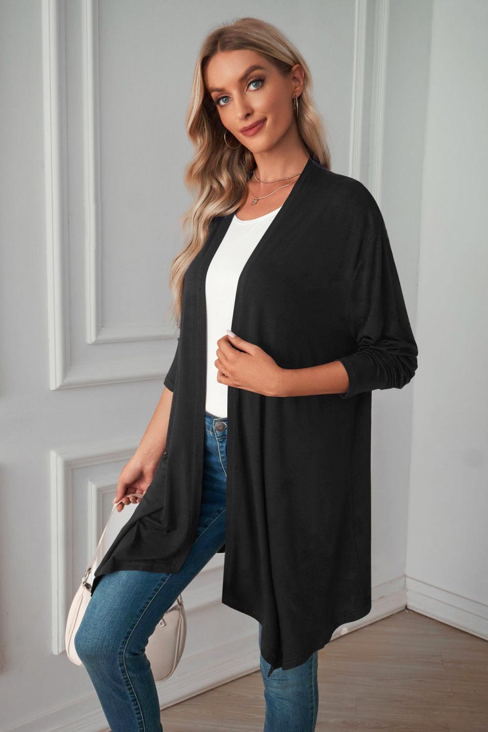 Open Front Long Sleeve Cardigan - Cardigan