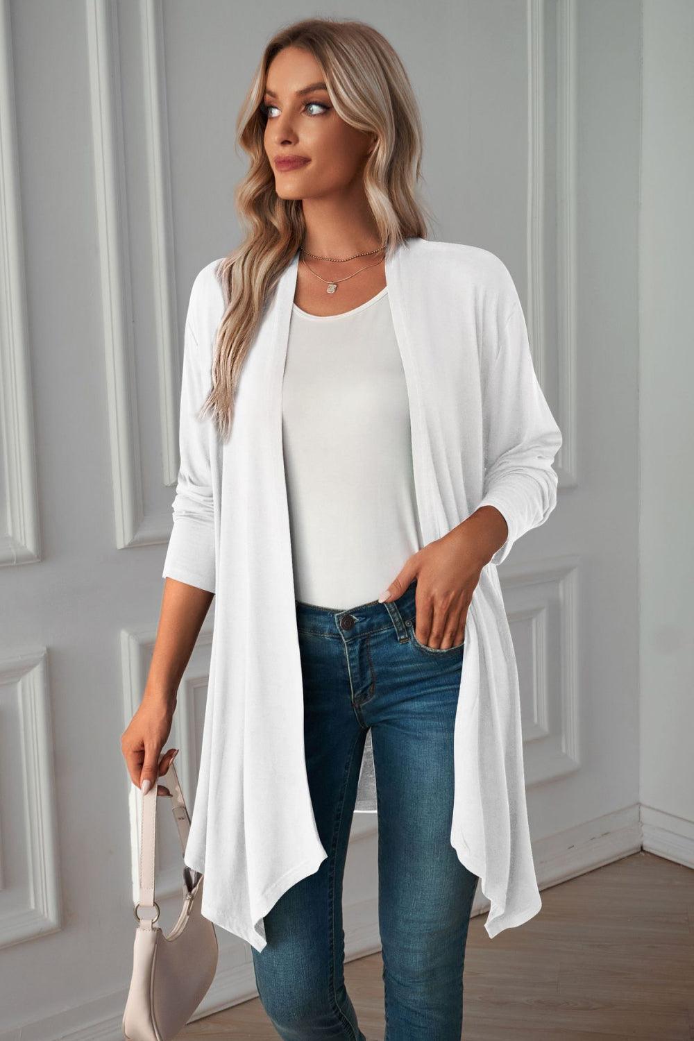 Open Front Long Sleeve Cardigan - Cardigan