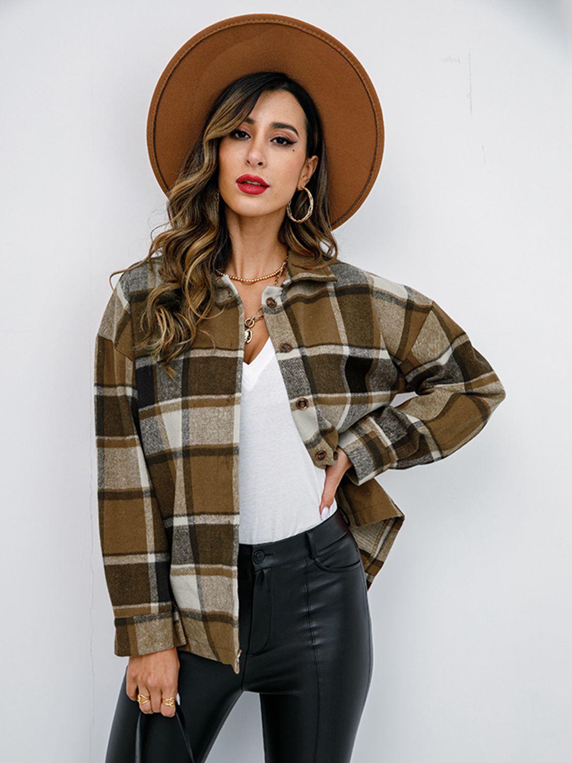 Plaid Button-Down Shirt Jacket - Shirt