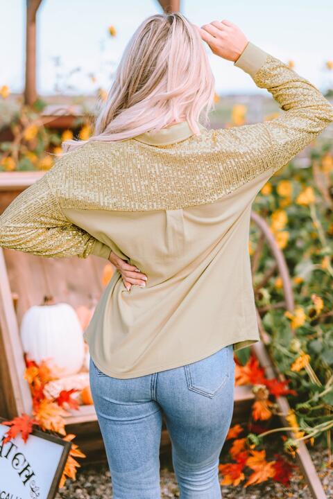 Sequin Long Sleeve Shirt - Shirt