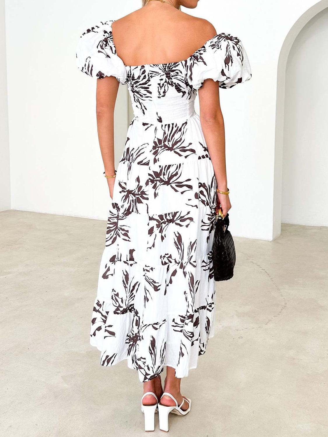 Twisted Printed Off-Shoulder Midi Dress - Dresses