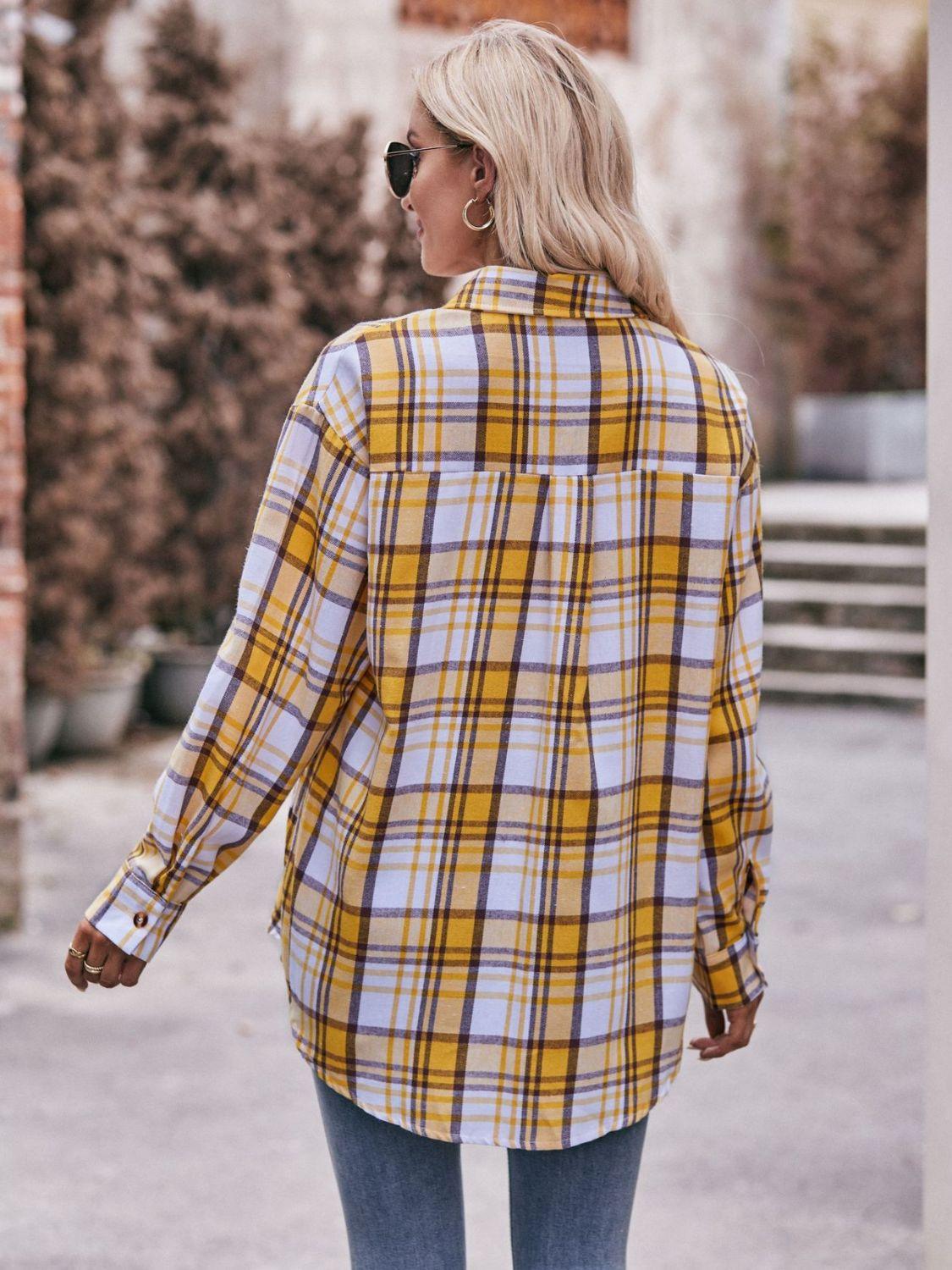 Plaid Dropped Shoulder Longline Oversized Shirt - Shirt