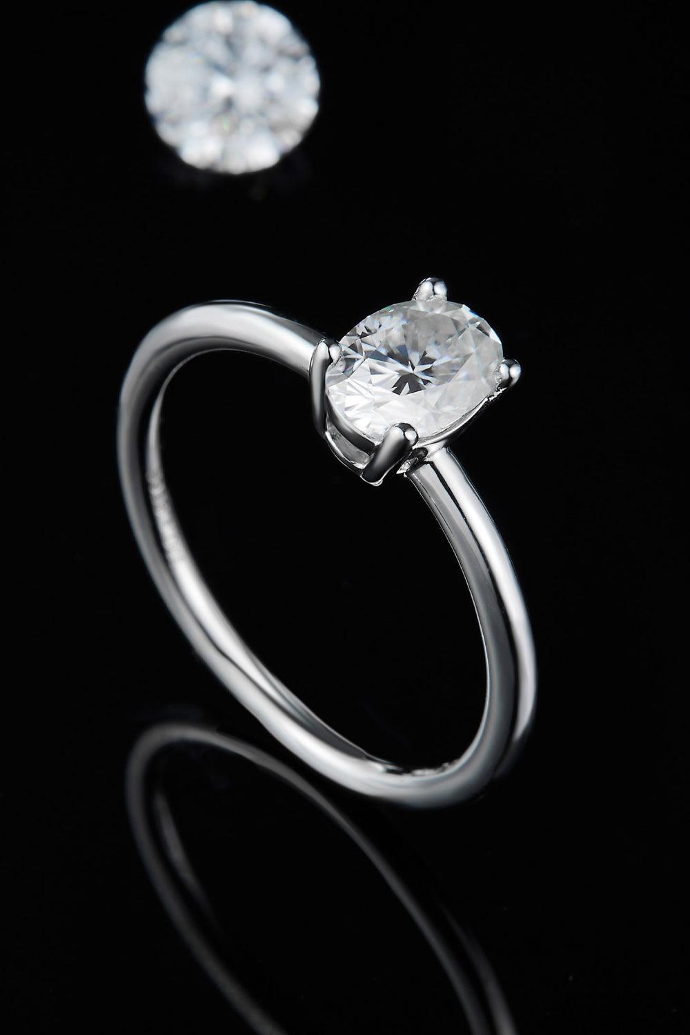 1 Carat Moissanite 925 Sterling Silver Solitaire Ring - Ring