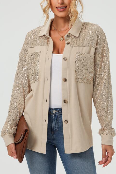 Sequin Long Sleeve Shirt - Shirt