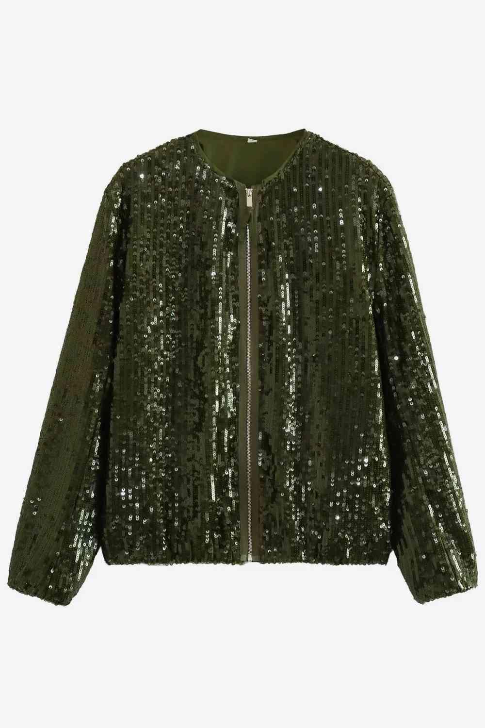 Sequin Zip-Up Jacket - Jacket