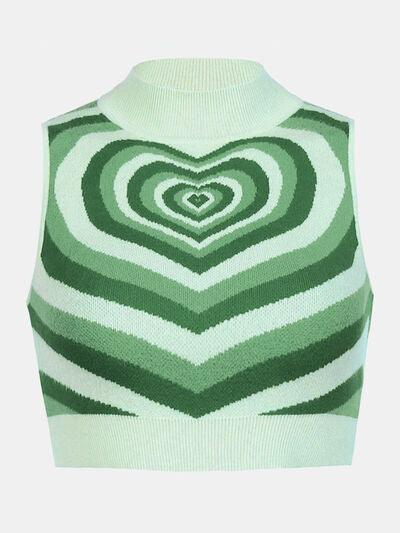 Heart Mock Neck Sweater Vest - Sweater