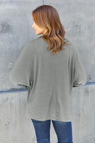 Double Take Round Neck Long Sleeve Top - Top