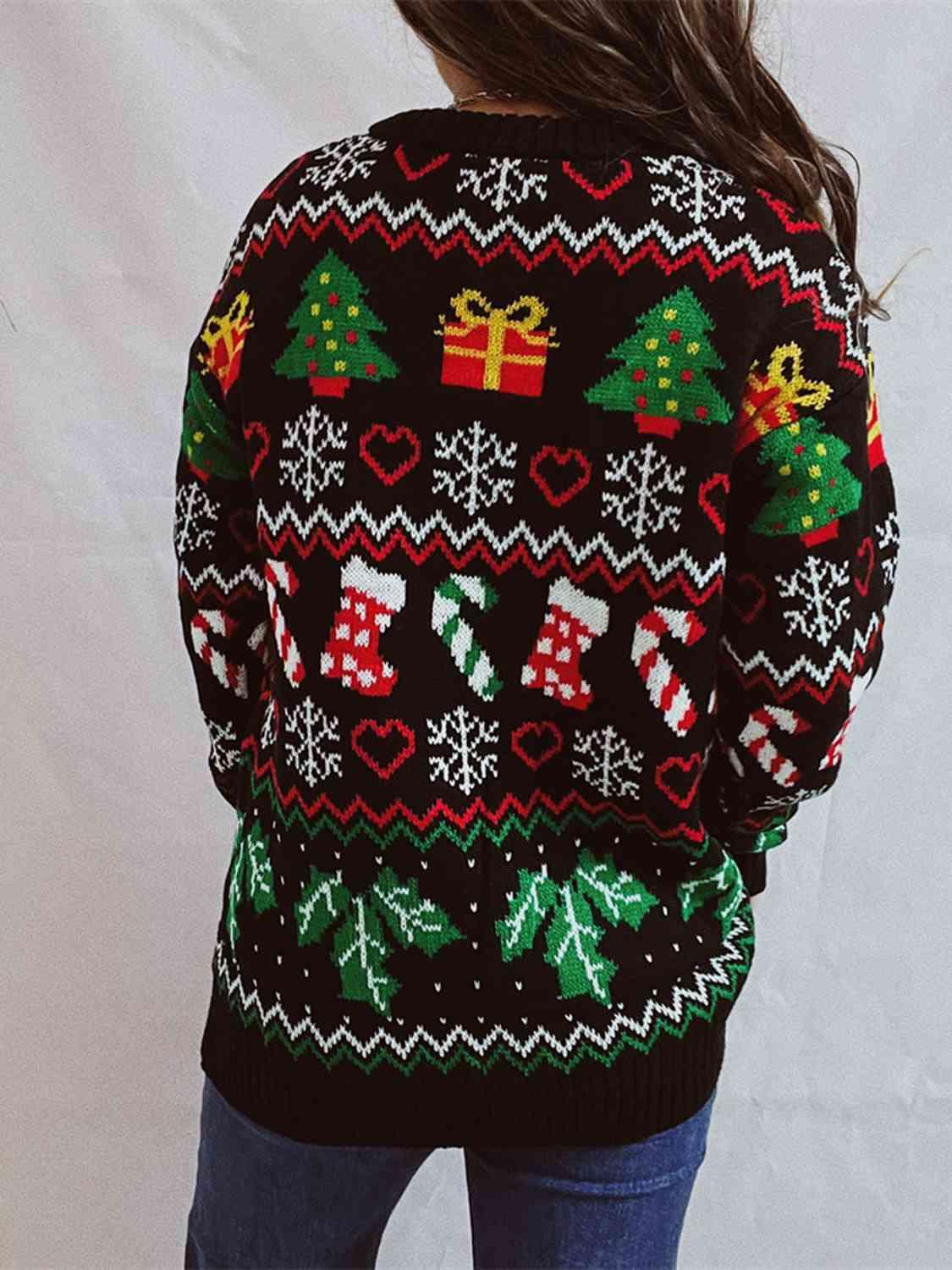 Christmas Drop Shoulder Fair Isle Sweater - Sweater