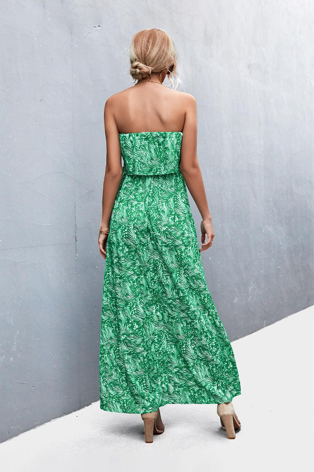 Layered Strapless Split Maxi Dress - Dresses